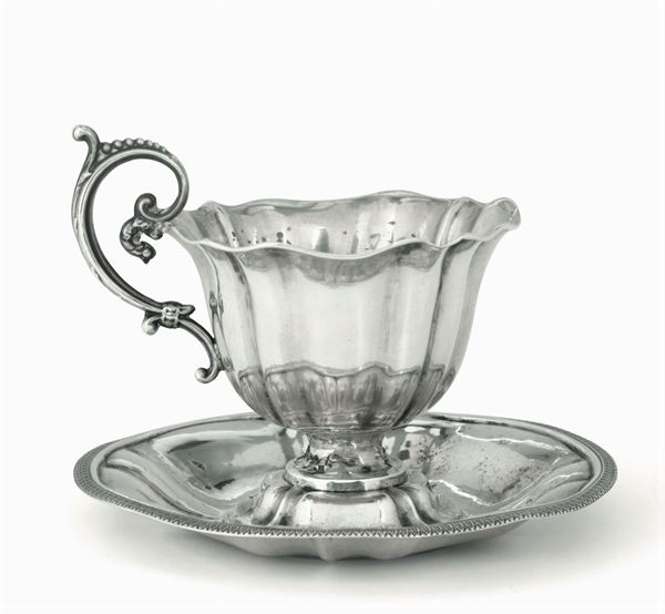 A silver cup and plate, Turin, mid 1800s