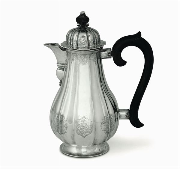 A silver coffee pot, prob. Germany, late 1700s