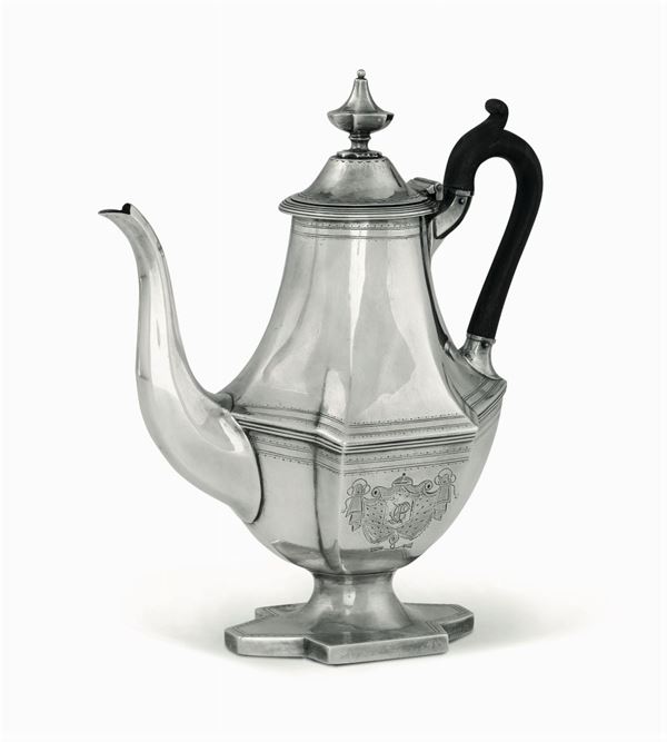 A silver coffee pot, London, 1847