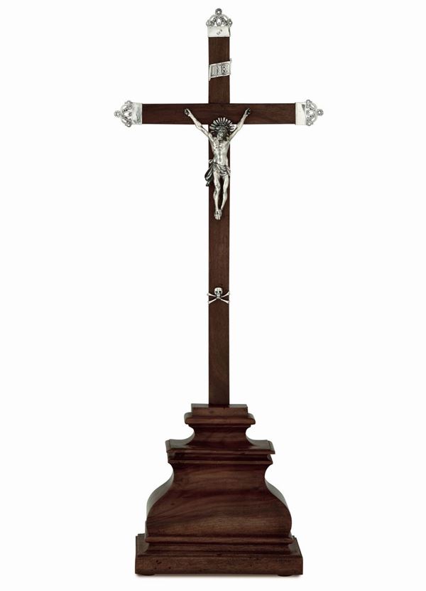 A silver table crucifix, Rome, 1800s