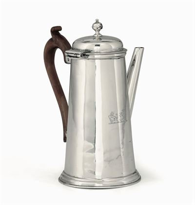 Caffettiera in Argento Fuso, Sbalzato e Cesellato Londra 1834, Bollo Dell'argentiere di Difficile...
