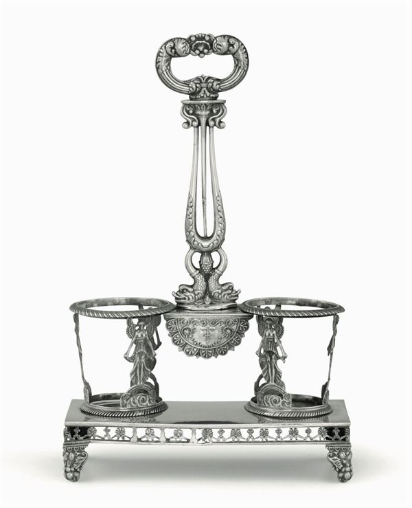 A silver cruet stand, Turin, 1800s