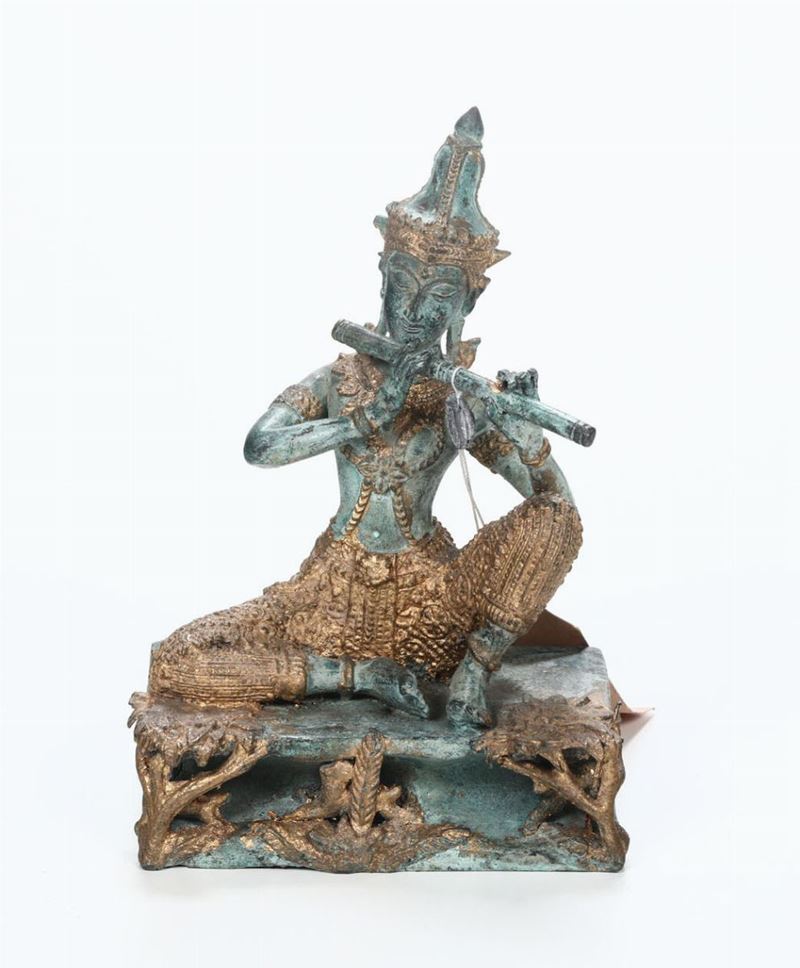 Statuina thailandese in bronzo dorato, XX secolo  - Asta Ceramiche e Antichità - Cambi Casa d'Aste
