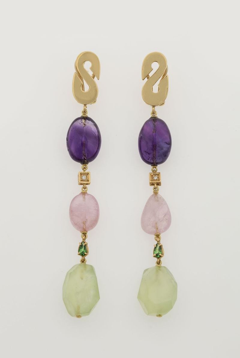 Pair of quartz and gold earrings  - Auction Jewels - Cambi Casa d'Aste