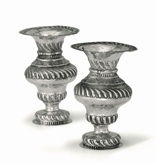 Two silver vases, Venice, early 1700s