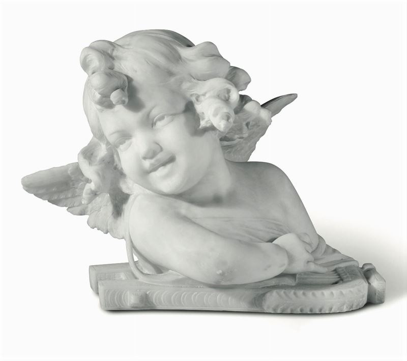 Busto di angelo in marmo. Scultore italiano del XIX secolo  - Auction Fine Art - Cambi Casa d'Aste
