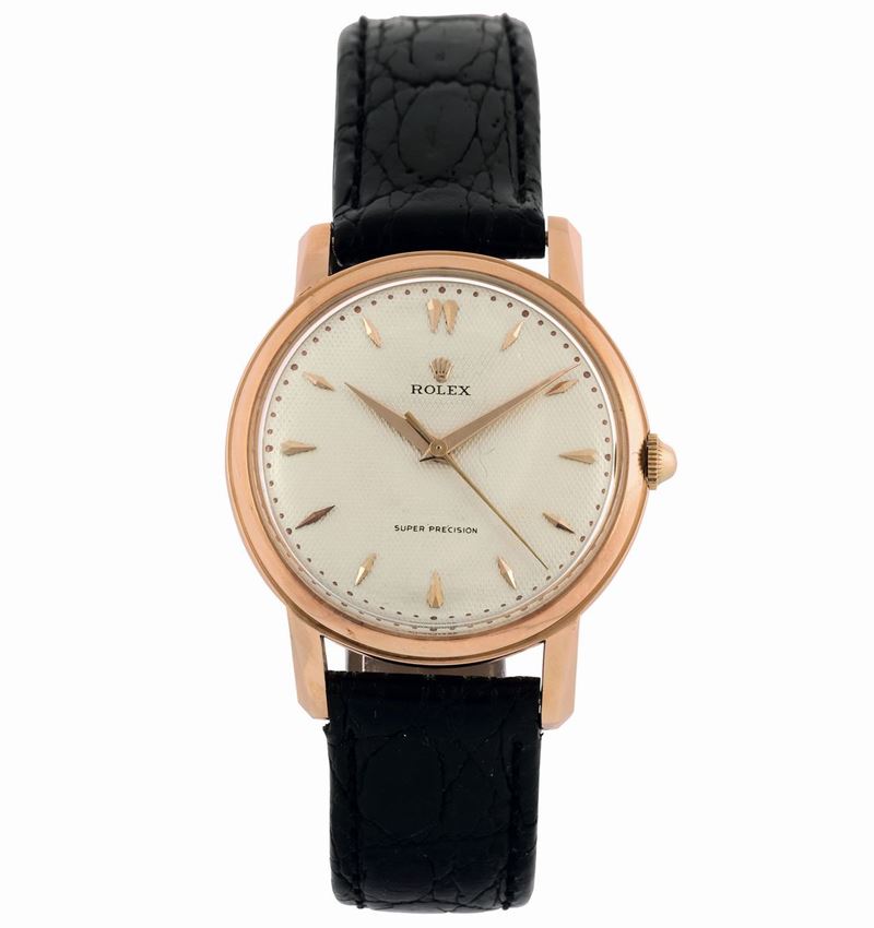 Rolex, Geneve, Super Precision, Ref. 4889, Honey comb Dial.  Fine, center-second, 18K pink gold oversize wristwatch with a Rolex gold-plated buckle.Made circa 1950.  - Auction wrist and pocket watches - Cambi Casa d'Aste