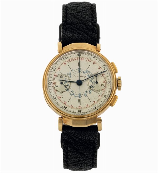 Breitling, Ref. 720. Fine, 18K yellow gold chronograph wristwatch. Made circa  1930