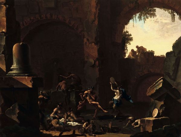 Alessandro Magnasco (Genova 1667-1749) e Clemente Spera (Novara 1661 - Milano 1742) Scena di baccanale