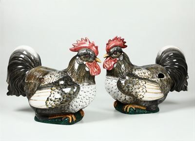 Coppia di Zuppiere a Guisa di Galli