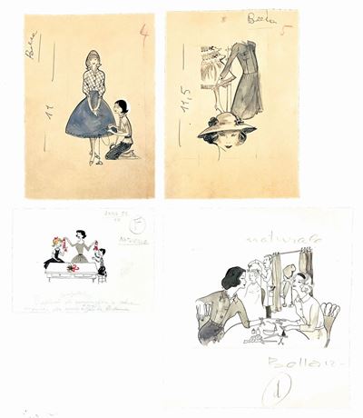 Collezione di Illustrazioni Umoristiche e di Moda