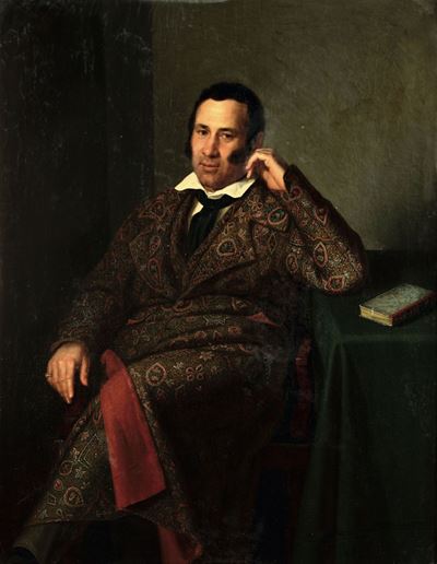 Artista Spagnolo del XIX Secoloritratto di Uomo in Veste da Camera