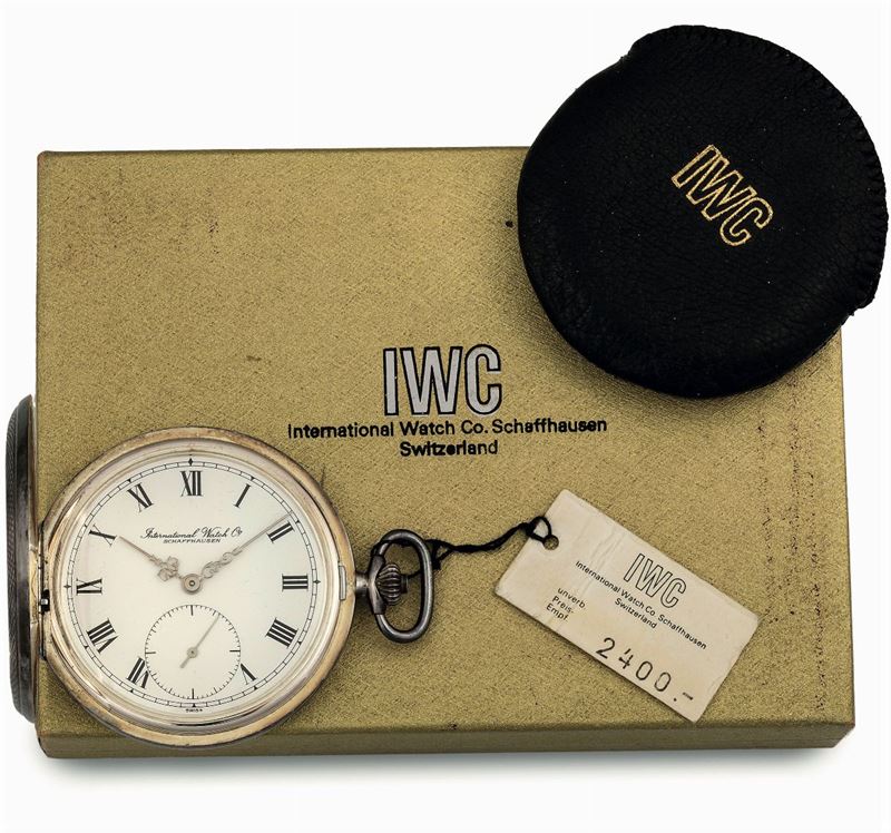 IWC, (International Watch Co.), Schaffhausen, Ref. 5407. orologio da tasca, in argento. Accompagnato dalla scatola originale e Garanzia. Realizzato nel 1980 circa  - Asta Orologi da Polso e da Tasca - Cambi Casa d'Aste