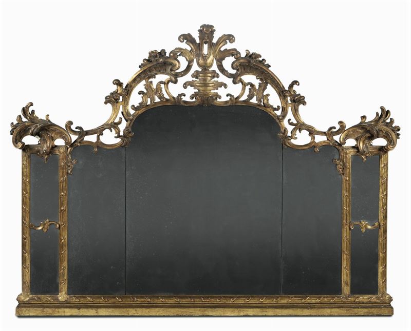 Caminiera in stile Luigi XV in legno intagliato e dorato, XIX secolo  - Auction Furnitures, Paintings and Works of Art - Cambi Casa d'Aste