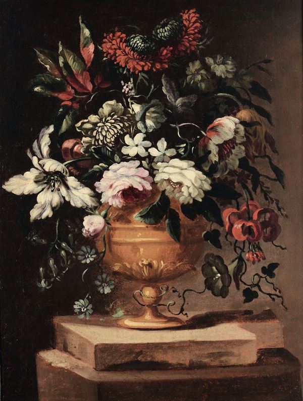 Scuola del XVIII secolo Nature morte con vasi di fiori