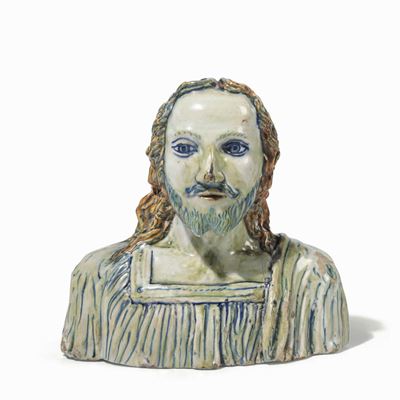 Un Affascinante e Raro Busto di Redentore Deruta, Datato 1551