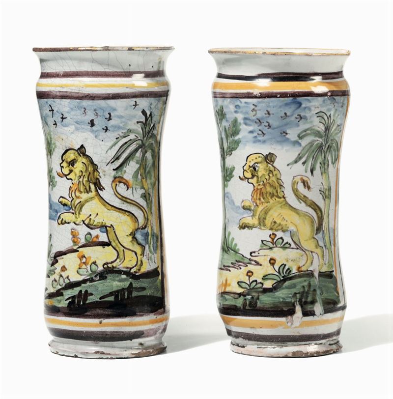 Coppia di albarelli Napoli o Vietri, fine del XVIII secolo  - Auction Majolica and Porcelain - Cambi Casa d'Aste