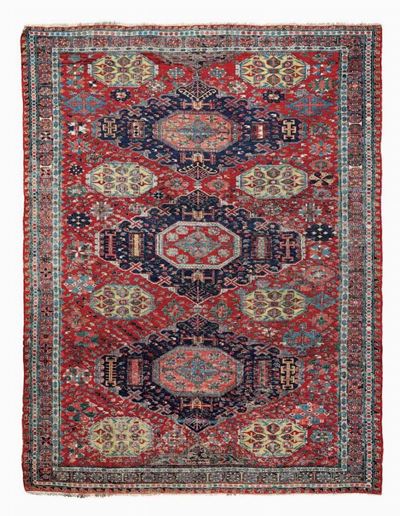 Tappeto Soumak del Caucaso, fine XIX secolo, Largh. 258 x Prof. 195 cm