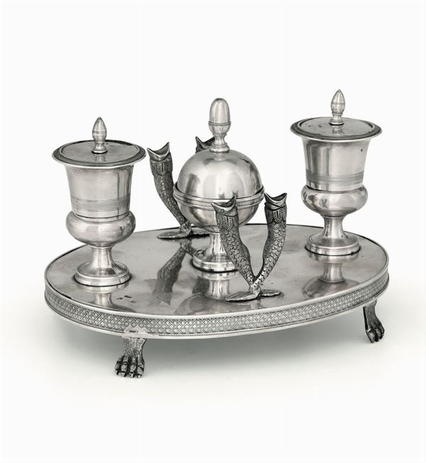 A silver inkwell, Sicily, 1800s