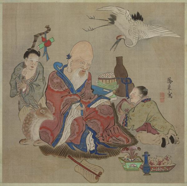 A silk painting, China, Qing Dynasty, 19th century