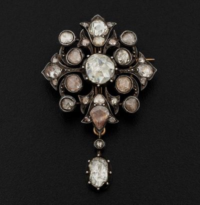 Spilla/pendente con Diamanti Taglio Rosa D'olanda