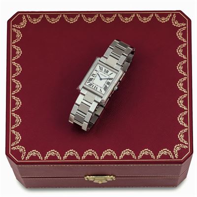 Cartier, Tank Solo, Ref. 3170. Orologio da Polso, in Acciaio, Impermeabile, al Quarzo con Braccia...
