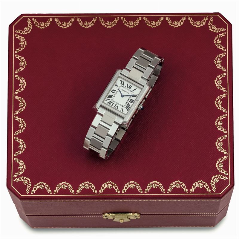 Cartier, Tank Solo, Ref. 3170. Fine, rectangular, water-resistant, stainless steel quartz wristwatch with a stainless steel Cartier  bracelet with deployant clasp. Accompanied by a Cartier box and Guarantee. Sold in 2018  - Auction wrist and pocket watches - Cambi Casa d'Aste