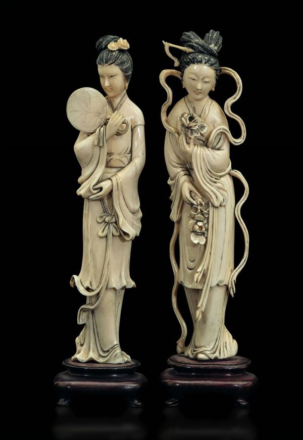 Two ivory figures, China, early 1900s