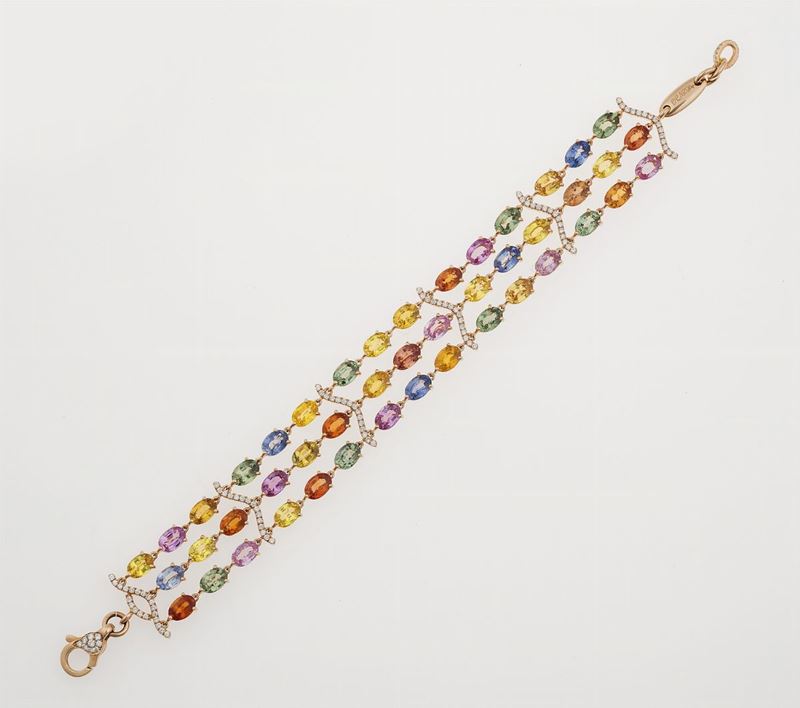 Corundum and diamond bracelet. Signed Brarda  - Auction Fine Jewels - II - Cambi Casa d'Aste