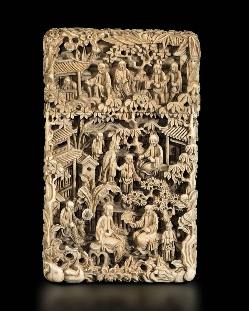 An ivory card holder, China, Qing Dynasty, 1800s  - Auction Fine Chinese Works of Art - Cambi Casa d'Aste