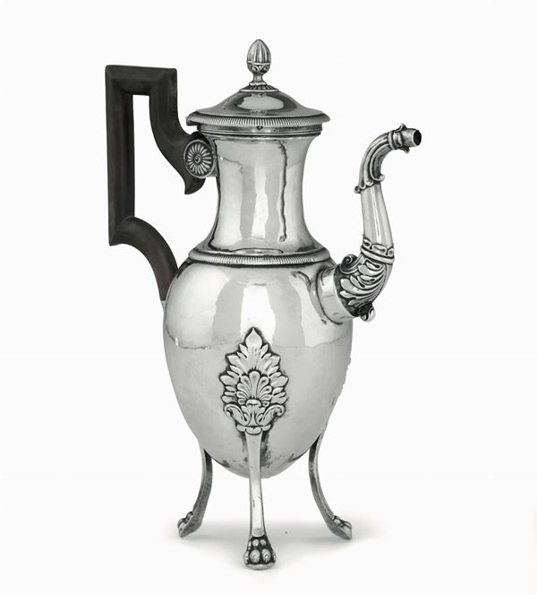 A silver coffee pot, France, 1819-38