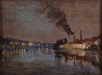 Mario Bertola (1875-1926)foce del Polcevera dal Mare