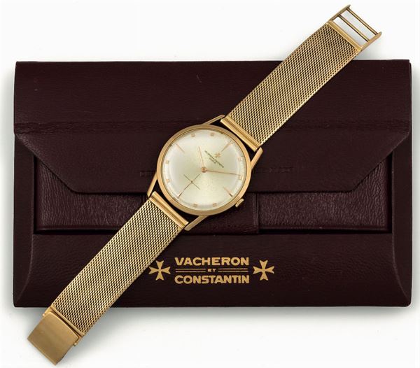 Vacheron&Constantin, Geneve,  Ref. 6456. Fine, 18K yellow gold wristwatch with an 18K gold bracelet. Accompanied by the original box. Made in the 1960s.