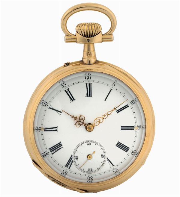 Unsigned. Fine, 18K yellow gold pocket watch. Made circa 1900