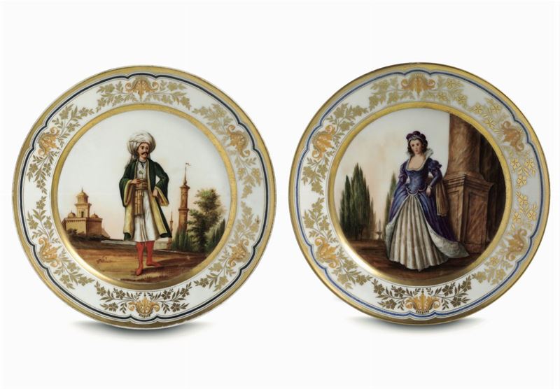 Coppia di piatti Napoli, Francesco Nardone, 1840 circa  - Auction Majolica and Porcelain - Cambi Casa d'Aste