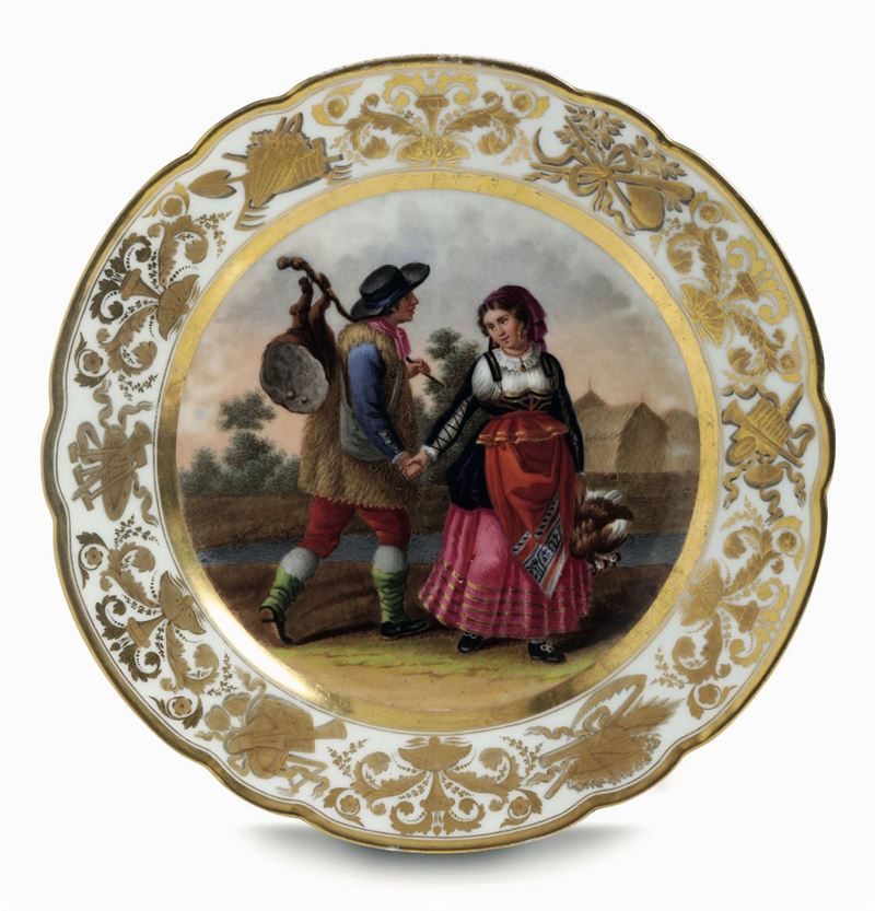 Piatto Napoli, Giovane, 1830 circa  - Auction Majolica and Porcelain - Cambi Casa d'Aste