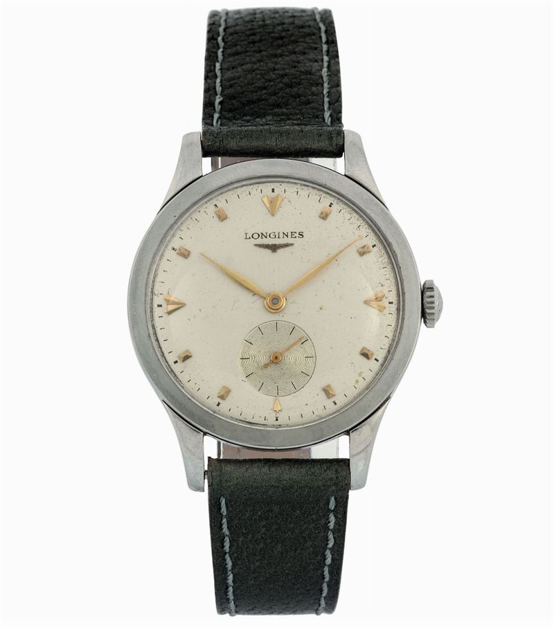 Longines, Ref. 6225.2.26. Fine and large, stainless steel wristwatch. Made circa 1960.  - Auction wrist and pocket watches - Cambi Casa d'Aste
