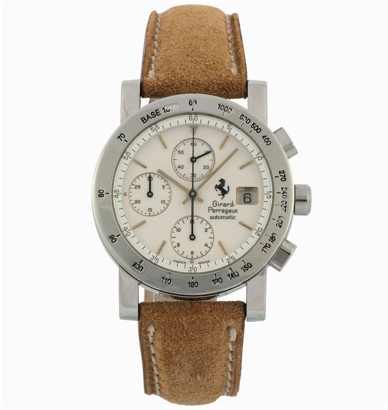 Girard-Perregaux, Automatic,  Ref. 7000.  Fine, self-winding, water-resistant, stainless steel wristwatch with wedge shaped button chronograph, registers and date and a steel  Girard Perregaux buckle. Made circa 1990  - Auction wrist and pocket watches - Cambi Casa d'Aste