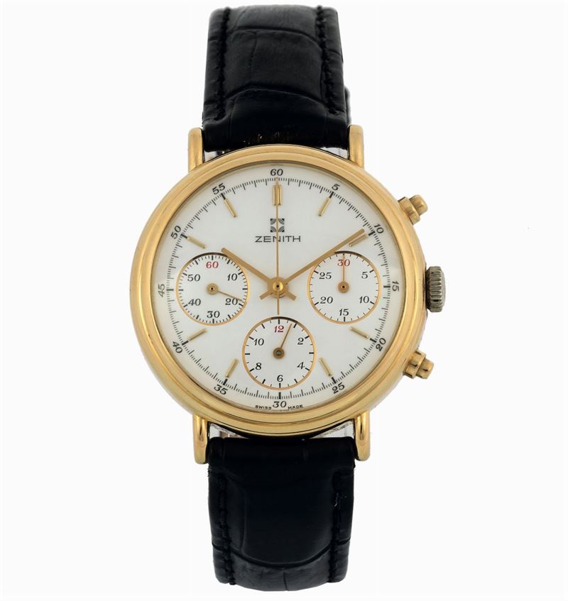 Zenith. Fine, 18K chronograph wristwatch. Made circa 1990  - Auction wrist and pocket watches - Cambi Casa d'Aste