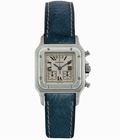Cartier, Chronoflex, Ref. 2425. Orologio da Polso, Impermeabile, al Quarzo, in Acciaio e Oro Bian...