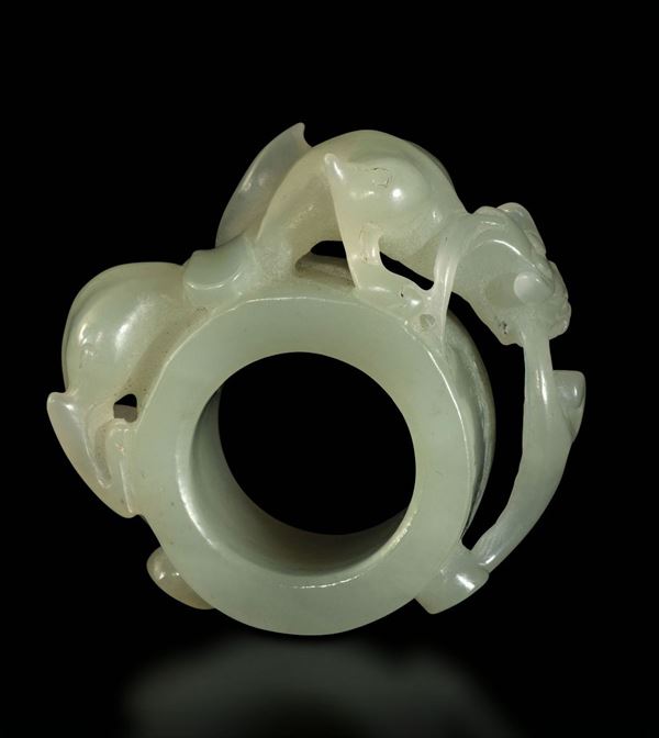 A celadon jade ring, China, Qing Dynasty