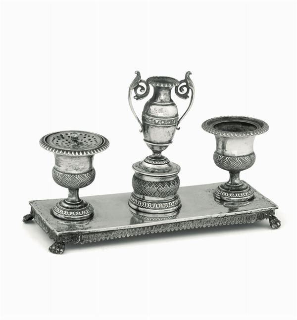 A silver inkwell, Lombardy, 1800s