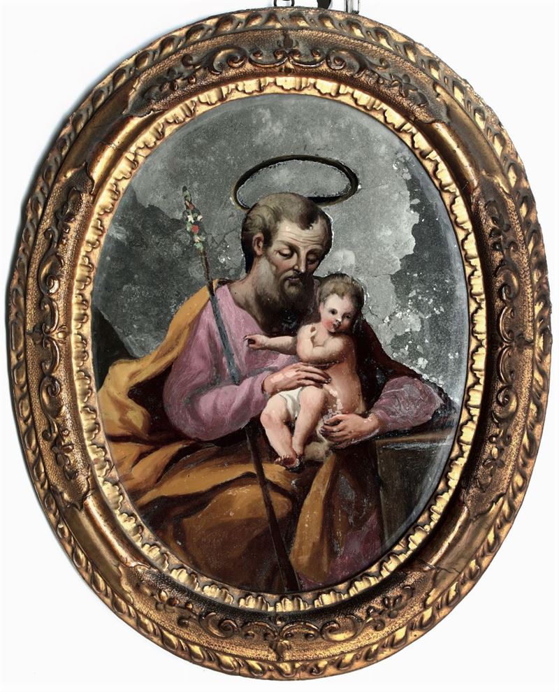 Scuola del XVIII secolo San Giuseppe col Bambino  - Asta Dipinti Antichi - Cambi Casa d'Aste