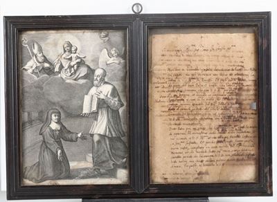 Lettera con Stampa, in Cornice Ebanizata