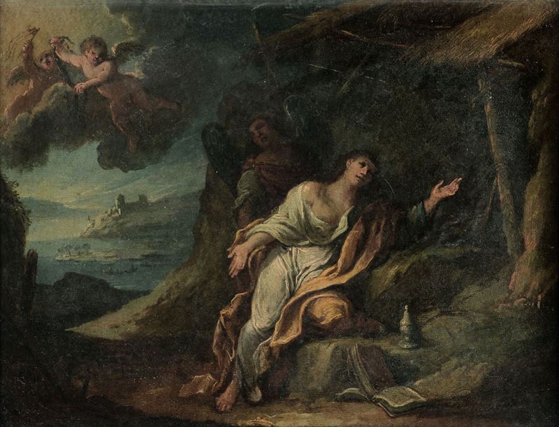 Scuola del XVIII secolo Maddalena con angeli  - Auction Fine Art - Cambi Casa d'Aste