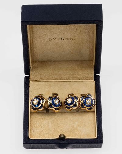 Bulgari. Bottoni da Polso con Zaffiri e Diamanti