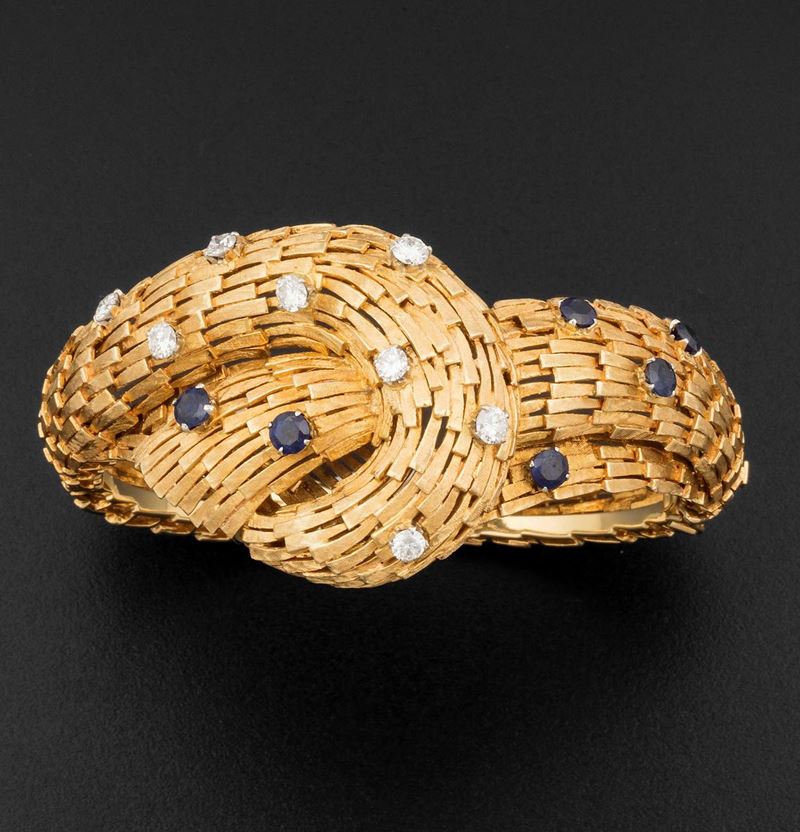 Diamond, sapphire and gold bracelet  - Auction Fine Coral Jewels - I - Cambi Casa d'Aste