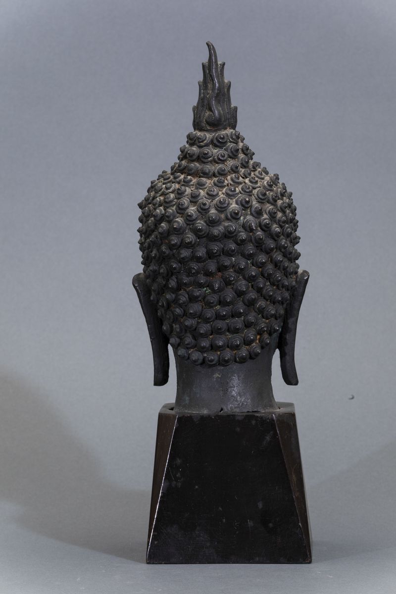 Testa di Buddha in Bronzo, Thailandia, XX Secolo