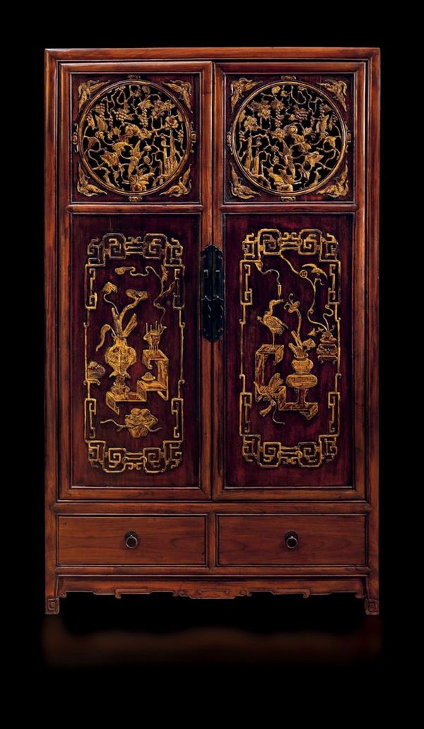 Two Huali wood cabinets, China, Qing Dynasty