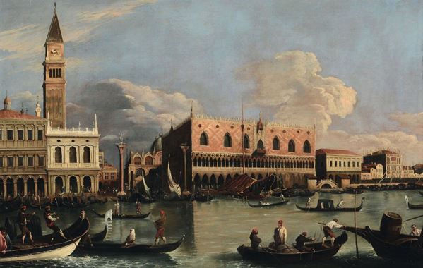 Giovanni Antonio Canal, detto il Canaletto (Venezia 1697 – 1768), seguace di Il molo del Bacino di San Marco